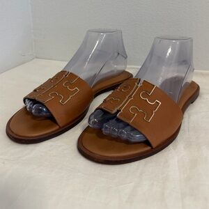 Tory Burch slide sandal tan leather double T size 8.5 M